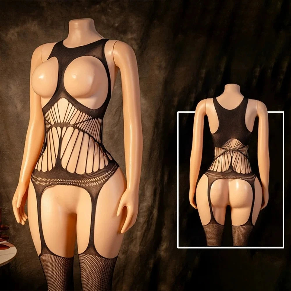 Sexy Tearable Net Bodysuit, Interactive Wearable Clothing, Full Coverage Body Suit, Erotic Lingerie, Transparent Mesh Jumpsuit