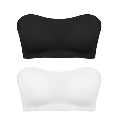 Women's Sexy Strapless Push Up Bra Removable Padded Seamless Ice Silk Top Women Invisible Beauty Back Anti-slip Off-shoulder Bra