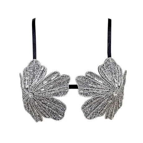 YOUR BUMP CURVE Handmade crystal bra flower embroidery inlaid metal rhinestones short top sexy women beach pool yacht sea party