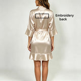 Custom Name Embroidery Satin Kimono Robe Personalized Name Bridesmaid Bride Wedding Getting Ready Morning Robe Bridal Party Gift