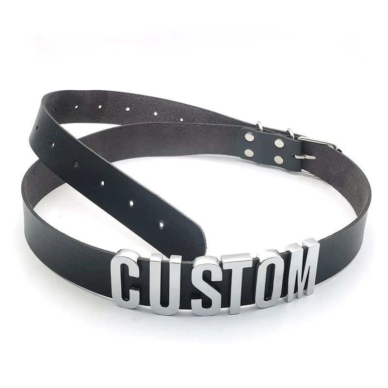 Sexy Punk Leather Customized Letters Belt Belly Chains Personalized Name Buckle Waistband Body Jewelry Cosplay Party Gift