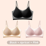 3PCS Ultra-Thin Breathable Ice Silk Bras Women's Seamless Back Halter Vest Wrap Bras Chest Gather Together Light Breathable Tops