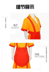 Halloween Girl Party Wear Max Caroline Waitress Maid Dress Cos with Apron S M L XL 2 Broke Girls Cosplay Dress Costumes for