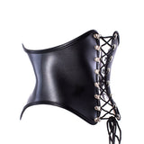 Waist Training 24cm Front Length Tight Lacing Korset for Women Black Leather Underbust Corset Body Shaper