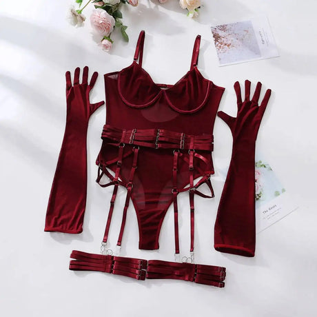 Sexy One Piece Bodysuit Glove Bandage Perspective Mesh Tight Fitting Slim Fit High Strecth Women Rompers Polychrome Fashion RAE3
