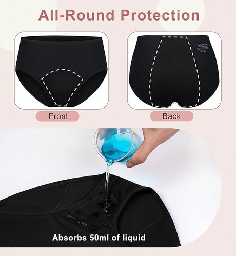 1/4PCS Women Period Panties Heavy Flow Leakproof Underwear Black Postpartum Menstrual Physiological Panty Teens Briefs S-3XL