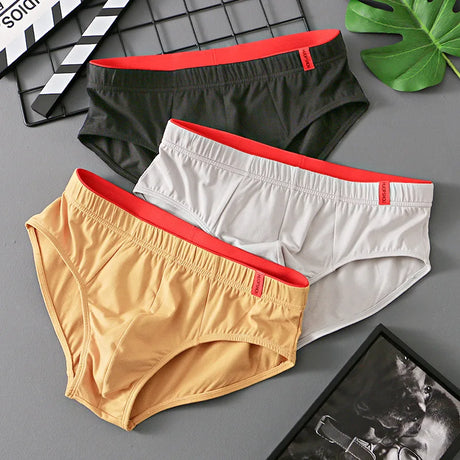 1/3 PCS Solid Cotton Briefs Men's Convex Pouch Panties Youth Fasion Low Rise Breathable Men's Comfortable Underwear Solid Color