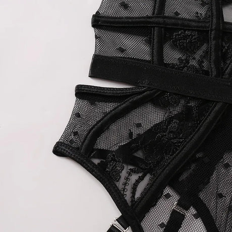 Toucheart Lace Sexy Skinny Babydoll Bodysuit Embroidery Erotic Private Adult Suit Solid Color Patchwork High Waisted Sexy Set