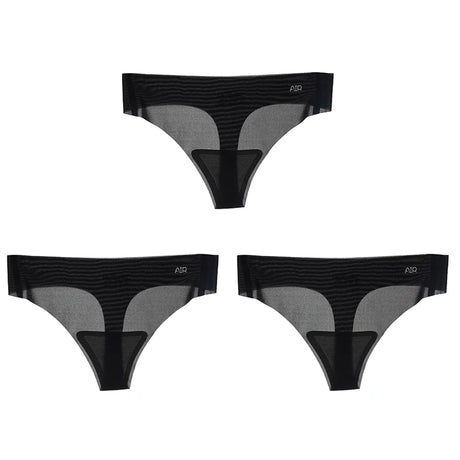 1/3pcs Ultra-Thin Ice Silk Thong Panties Women Seamless Transparent Low-Rise Quick Dry Underwear