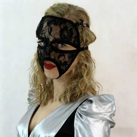 Women Lace Cosplay Multi‑Style Black Mesh Fishnet Full Face Mask Stretch Face Cover Halloween Masquerade Carnival Accessory