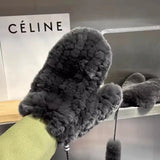 Hot Sale Women's 100% Natural Rabbit Fur Winter Gloves Warm Knit Thick Thermal Mittens Soft Real Fur Outdoor Cold Weather Glove