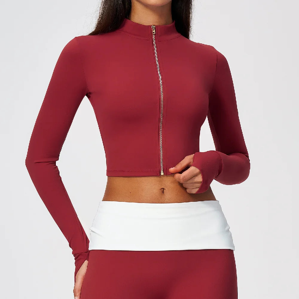Yoga Long Sleeve Women's Zipper Sports Jacket Fitness Yoga Shirts Gym Top Activewear Running Coats Workout Clothes For Cycling