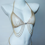 Sexy Accessories: Women's Rhinestone Bikini Chest Chains & Body Jewelry — Dazzling Rhinestone Tassel Chest Chains & Body Chains
