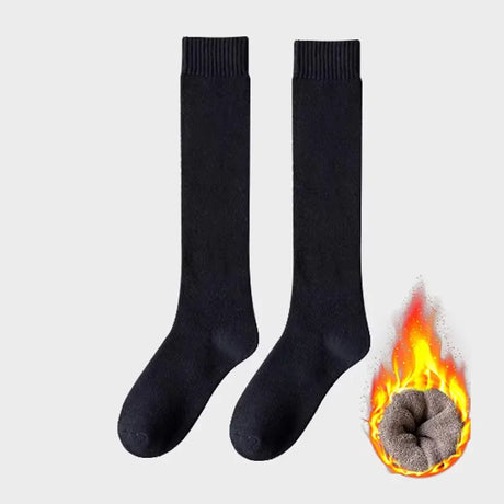 Socks women's Winter Warm Long Stockings Thick Thermal Cotton Terry Solid Harajuku Breathable Thicken Casual Knee High Socks