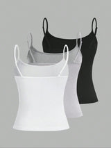European and American Spring, Summer and Autumn Solid Color Daily Casual Adjustable Suspender Vest Three-Piece Set