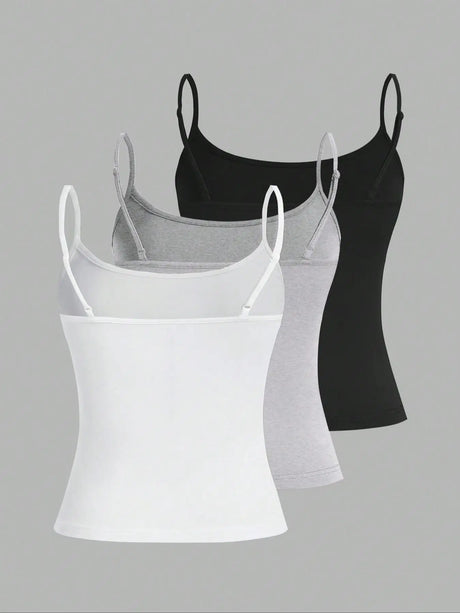 European and American Spring, Summer and Autumn Solid Color Daily Casual Adjustable Suspender Vest Three-Piece Set