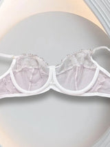 sheer and embroidery sexy Minimizer Bras for Women Large Bust Full Coverage Lace Plus Size Bra with no padding underwire