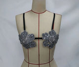 YOUR BUMP CURVE Handmade crystal bra flower embroidery inlaid metal rhinestones short top sexy women beach pool yacht sea party