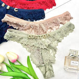 Sexy Custom Thong Name Lace String Customized Women Name Thong Crystal Letters Underwear Personalized Gift for couple