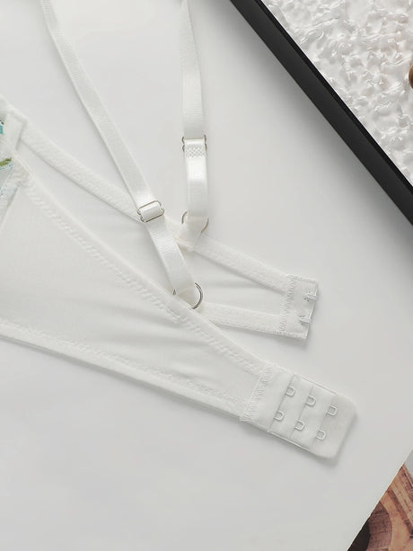French Floral Embroidery Mesh Balconette Bra Women Underwire Thin Adjustable Straps See Through Breathable Summer Sexy Lingerie