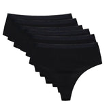 6 Pack Women's High Waisted Thong Cotton Underwear Ribbed Soft Breathable Panties Soft Stretch Intimates Sexy Lingerie S-XL