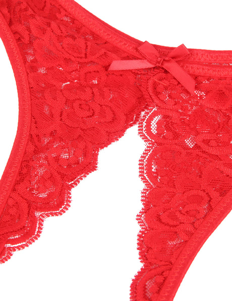 Lace Bow Thong Panties for Women Sheer Mesh G String Sexy Underwear Open Crotch Low Rise Plus Size Lingerie Hot Sale