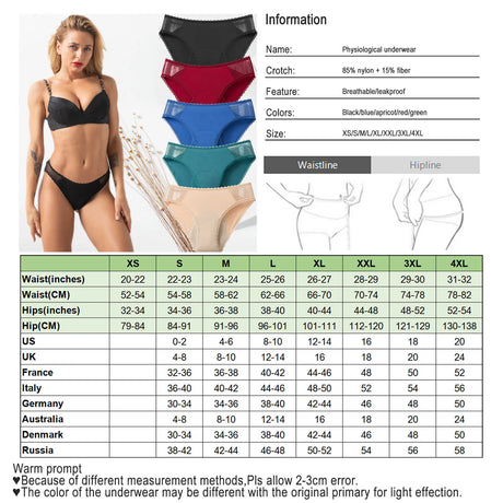 Bamboo Comfortable women's period panties 4 layer leak-proof absorbent menstrual period underwear postpartum incontinence briefs