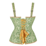Gothic Corset Top With Straps Sexy Floral Zipper Brocade Overbust Lingerie Burlesque Body Shaper Lace Up Bustier Plus Size