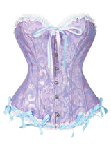 Women Bustier Corset Victorian Gothic Jacquard Front Busk Waist Cincher Halloween Party Wear