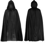 Halloween Cloak Soft Unisex Hooded Black Robe Witch Long Cape Cosplay Costume Prop Party Performance Supplies Holiday Decoration