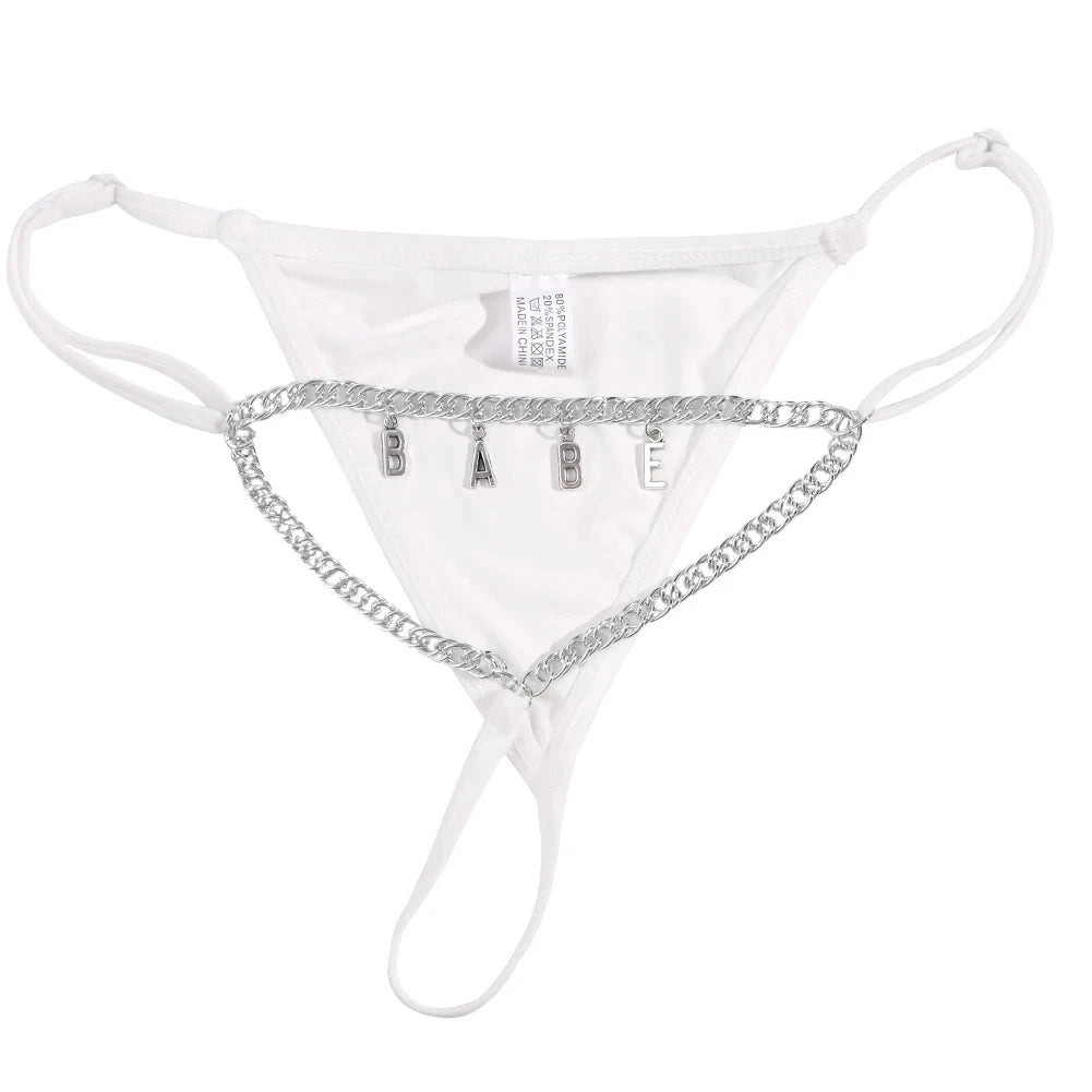 Sexy Custom Chain Thong With Name Letters String Hotwife Gifts Customized Boyfriend's Name Lace Panties Name Personalized String