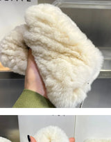 Hot Sale Women's 100% Natural Rabbit Fur Winter Gloves Warm Knit Thick Thermal Mittens Soft Real Fur Outdoor Cold Weather Glove