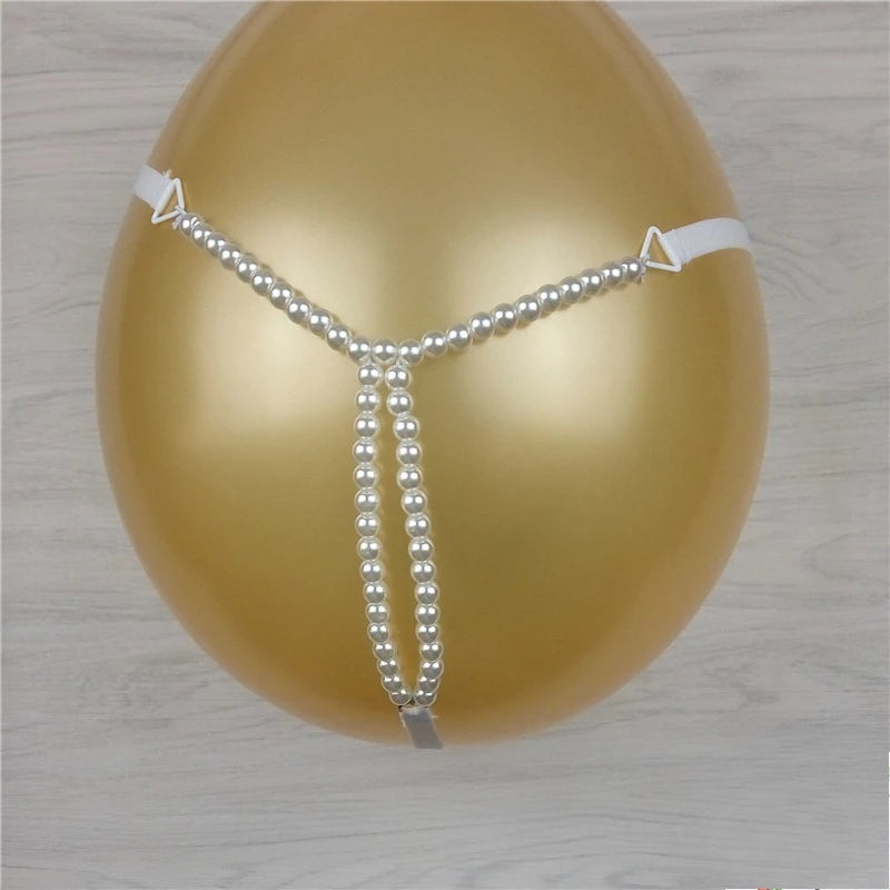 Sexy Massage Pearls Thong Women Panties Open Crotch G-string Erotic Lingerie Woman High Stretch Plus Size T Back Sex Accessories