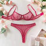 Seamless Leopard Print 2-piece Bra Set Lingerie Sexy See Through Erotic Romantic Set Underwear Women Bra and Panty Set