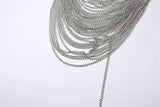 Women Metal Chain Tassel Tank Top Sexy Deep V Neck Backless Hollow Out See Through Crop Top Body Chain Party Club Camisole