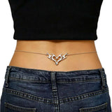 Gothic Heart Flame Waist Chain Sexy Punk Metal  Waist Belly Belt Chain Y2K Body Chain for  Beach Bikini Party Outfit Jewelry