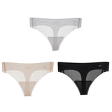 1/3PCS Sexy Women's Low Waist Light Transparent Panties Solid Color Underwear Antibacterial Crotch Ice Silk Underwear Briefs