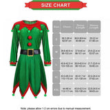 Adult Christmas Themed Elf Cosplay Costume Set Full Outfit with Long-Sleeve Green Dress for Holiday Parties Christmas Attire