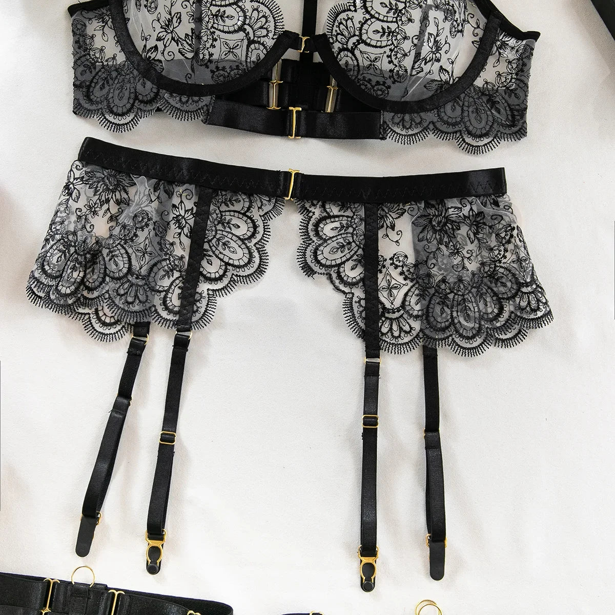 Red Lace Lingerie Set Women Half Cup Push Up Bra Thong Garter Belt Sexy Erotic Underwear Romantic Nightwear Valentine Gift