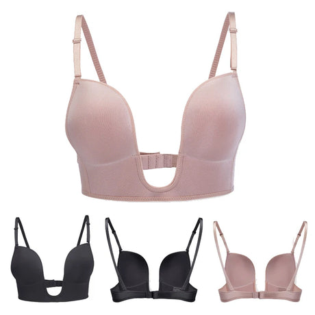 Deep U-Shaped Plunge Bra Lift Up Low Back Wirefree Bra Women Underwear Women's U-Shaped Sexy Lingerie For Backless Dress