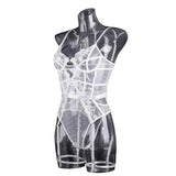 Tornova Lace Embroidery Jumpsuit For Women Mesh Patchwork See-through Sexy Hollow Out Underwear Solid Color Garters Underwear