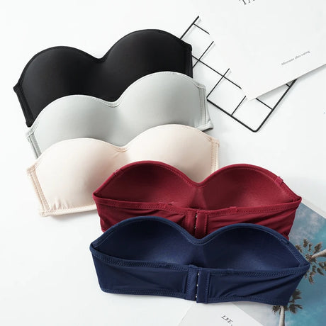2 PCS Women Solid Invisible Bras Strapless Bralette 1/2 Cup Underwear Female Seamless Party Wedding Bra Sexy Lingerie