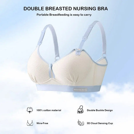 Double Buckle Nursing Bra Anti-sagging Breathable Pregnancy Bralette Pure Cotton Comfortable Nursing Bralette for Breastfeeding