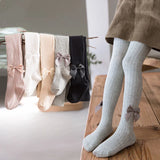 Baby Pantyhose Girls Tights Toddler Girl Winter Clothes Cute Girl Bow Pants Cotton Breathable Stockings Knit Kid Tights