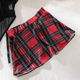Toucheart Halloween Maid Costume Cosplay Red Plaid Uniform with Net Sock Slim Skirt Interesting Seductive Romantic Underwear Set