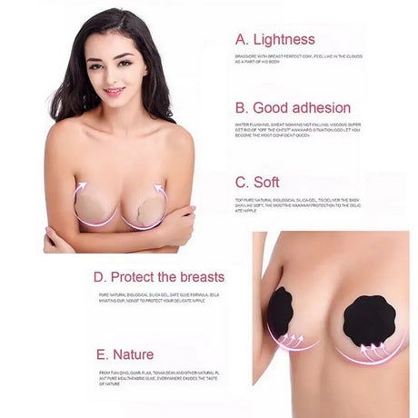 5 Pair Women Nipple Cover Reusable Breast Petals Silicone Nipple Tape Chest Sticker Invisible Self Adhesive Chest Pad