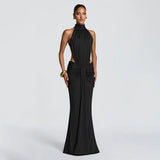 Women Solid Color Mermaid Evening Dress Sexy Open‑Back Slim Floor‑Length Long Gown Formal Banquet Party Maxi Dresses For Ladies