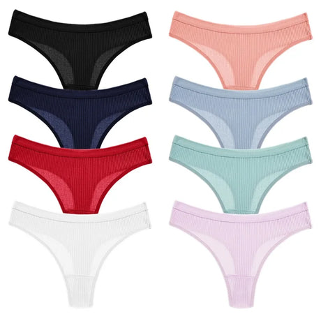 BZEL 8PCS/Set Women's Panties Cotton Thongs Female Simple Breathable Underwear Sexy Lingerie Comfortable Striped Woman G-Strings