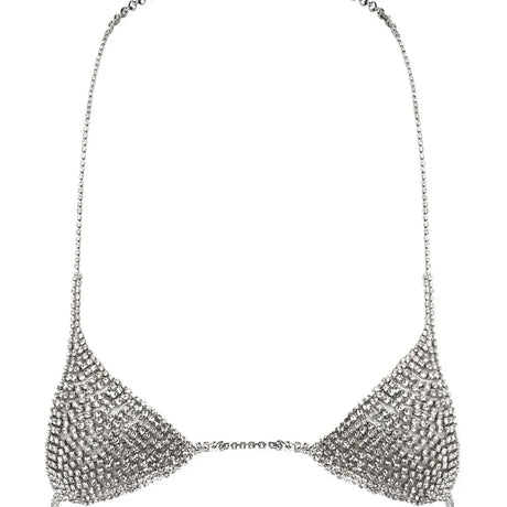 Stonefans Sexy Erotic Hollow Out Rave Lingerie Skirt Rhinestone Chest Necklace Women Shoulder Breast Summer Bra Accessories Gift