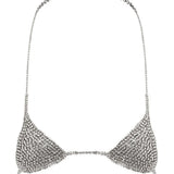 Stonefans Sexy Erotic Hollow Out Rave Lingerie Skirt Rhinestone Chest Necklace Women Shoulder Breast Summer Bra Accessories Gift